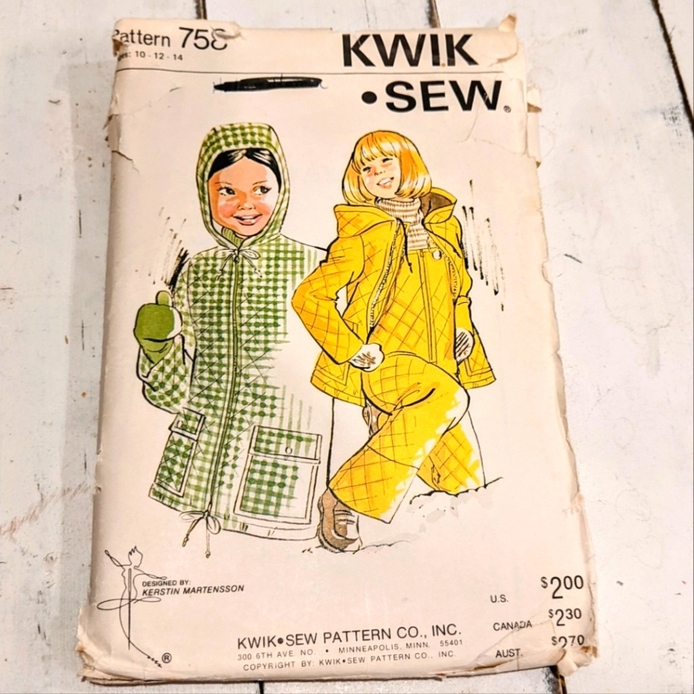 Vintage Kwik Sew Sewing Pattern # 758